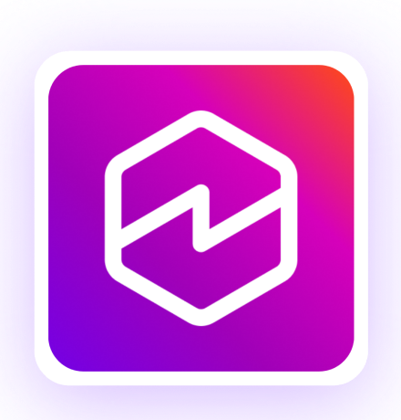 Amazon Quick app icon: a white lightning bolt inside a hexagon on a magenta rounded square.