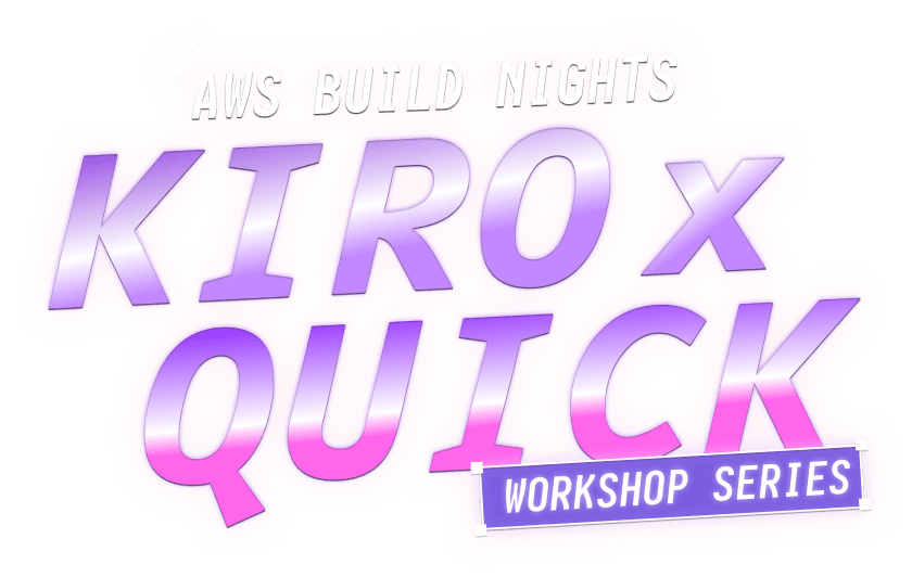AWS Build Nights: Kiro x Quick workshop series lockup.